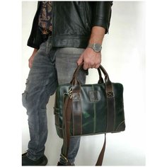Портфель Black Buffalo Bags, фактура гладкая, зеленый