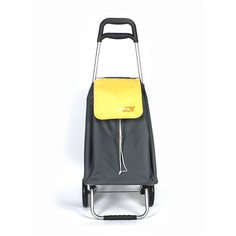 Сумка-тележка Joy Home, 45 л, 37х91х30 см, ручная кладь, серый/желтый