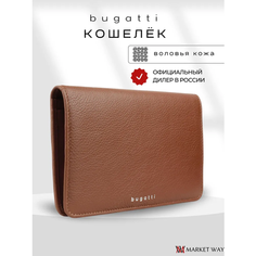 Кошелек Bugatti, фактура зернистая, коричневый