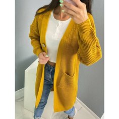 Кардиган Jools Fashion Женский кардиган длинный на пуговицах с карманами, размер ONE-SIZE (42-48), , оранжевый