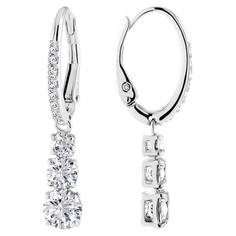 Серьги с подвесками SWAROVSKI, кристаллы Swarovski, размер 30 мм, серебристый