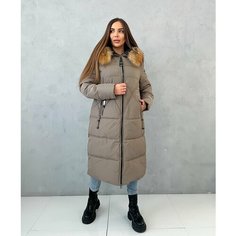 Пуховик , размер 5XL, коричневый Нет бренда