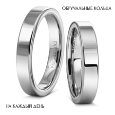 Кольцо обручальное Veragold, размер 23, ширина 4 мм, серебристый