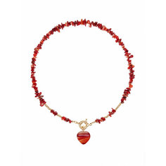 Колье Strekoza Collection, сердолик, длина 43 см, красный
