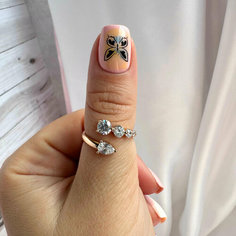 Кольцо XUPING JEWELRY, фианит, безразмерное, золотой