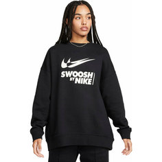 Свитшот NIKE W NSW FLC OS CREW GLS, размер XS, , черный