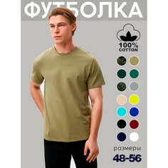 Футболка Zobi Футболка ZOBI мужская однотонная без принта, размер 52, светлый хаки