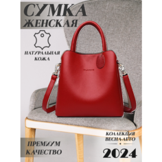 Сумка кросс-боди , фактура гладкая, красная No Brend