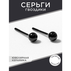 Серьги пусеты Noima, керамика, размер 4 мм, черный