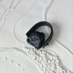 Кольцо ЛЕТО JEWELRY, вулканическая лава, размер 17, черный