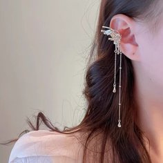 Серьги каффы, серебряный Монинг