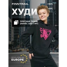 Худи Finntrail Футер с начёсом, размер XS, , черный, розовый