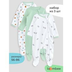 Комбинезон loombee Осень-зима 2024, размер 56, зеленый, голубой, белый