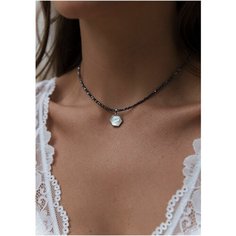 Чокер BLV Jewerly, перламутр, длина 38 см, серебристый