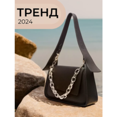 Сумка багет Habastore, фактура рельефная, черный