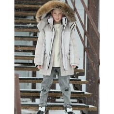 Парка Orso Bianco, размер 146, серый, бежевый