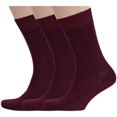 Носки RuSocks, комплект, 3 пары, размер 27, рис. 03, темно-бордовый