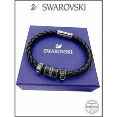 Жесткий браслет SWAROVSKI, кристаллы Swarovski, карбон, 1 шт., размер 20 см, размер M, диаметр 7.2 см, черный