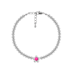 Браслет Oh Mary Did, жемчуг Swarovski синтетический, гематит, 1 шт., размер 16 см, размер one size, ярко-розовый
