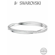 Жесткий браслет SWAROVSKI, кристаллы Swarovski, 1 шт., размер 17 см, размер M, диаметр 5.8 см, серебристый