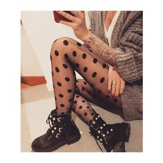 Колготки NARIS колготки женские в горошек, 40 den, размер 4-5, чёрный