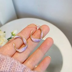 Серьги двусторонние Стайл Групп, размер 24 мм, фиолетовый