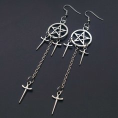 Серьги с подвесками, размер 115 мм, серебристый Kiss Buty