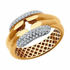 Кольцо Diamant online, красное золото, 585 проба, фианит, размер 19, прозрачный
