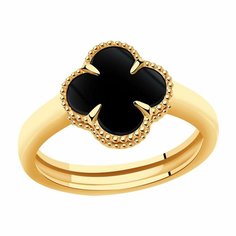 Кольцо Diamant online, красное золото, 585 проба, оникс, размер 16, черный
