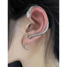 Серьги каффы, серебряный Монинг