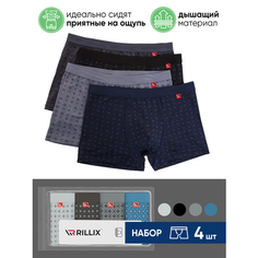 Трусы Rillix, комплект из 4 шт., размер S, синий/черный/серый/светло-серый