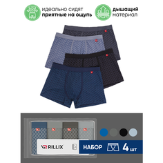 Трусы Rillix, комплект из 4 шт., размер S, черный, голубой, серый, синий