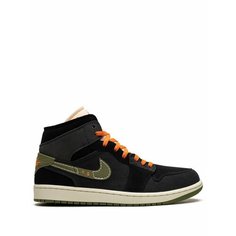 Кроссовки Jordan Air Jordan 1 Mid SE Craft, размер 13 US (Мужские размеры Jordan US ), чёрный