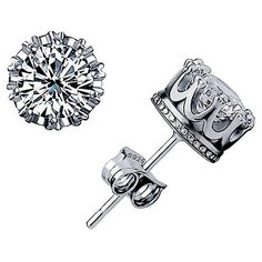 Серьги пусеты Golden Bee, фианит, серебристый