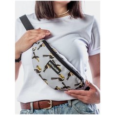 Сумка поясная НЕСТАНДАРТИКА, фактура гладкая, серый