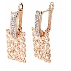 Серьги с подвесками, циркон, искусственный камень, золотистый Нет бренда