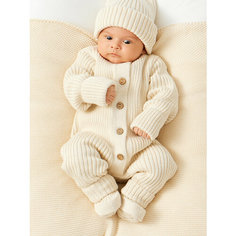 Комбинезон Happy Baby, открытая стопа, размер 68-74, молочный
