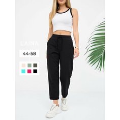 Брюки спортивные Laina Укороченная коллекция, размер 44, чёрный