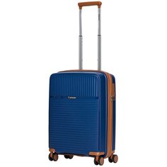Чемодан Robinzon Madeira Plus, 37 л, синий, коричневый