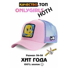 Бейсболка Looney Tunes, размер 54-58, голубой, розовый Hoth
