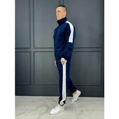 Комплект одежды Jools Fashion летний спортивный с олимпийкой и джоггерами, размер 52, синий