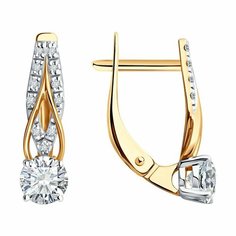 Серьги Diamant, красное золото, 585 проба, фианит, размер 18 мм, , бесцветный