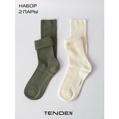 Носки TENDEN, комплект, 2 пары, размер one size, хаки
