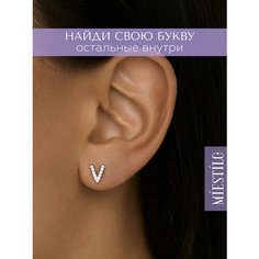 Моносерьга MIESTILO, серебро, 925 проба, родирование, фианит, размер 8 мм, длина 0.6 см, , серебристый, серый, белый
