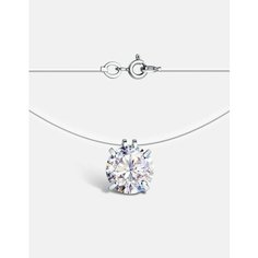 Колье DIALVI JEWELRY, серебро, 925 проба, родирование, фианит, длина 35 см., серебристый