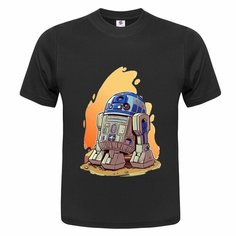 Футболка ONEQ унисекс 64-66 (5XL) размер с принтом R2-D2, черная, размер 5XL, черный