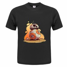 Футболка ONEQ унисекс 56-58 (3XL) размер с принтом BB-8, черная, размер 3XL, черный