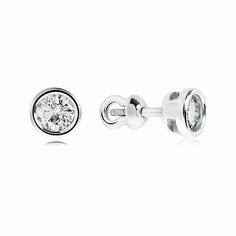 Серьги пусеты VALTERA, серебро, 925 проба, фианит, , серебристый