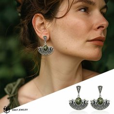 Серьги Emay, искусственный камень, серебряный