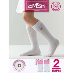 Гольфы Omsa Школа 2024, 2 пары, размер 27-30 (16-18), , белый